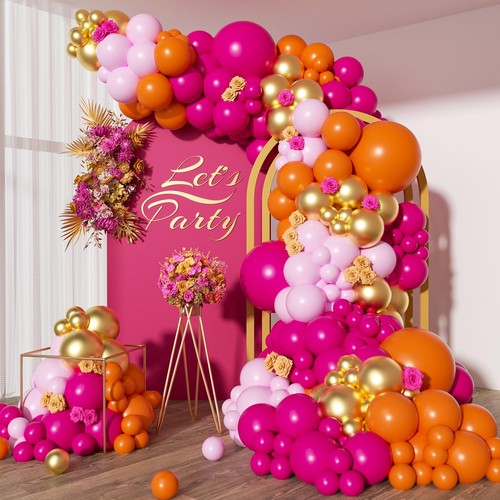 203pcs pink orange balloon - orange,