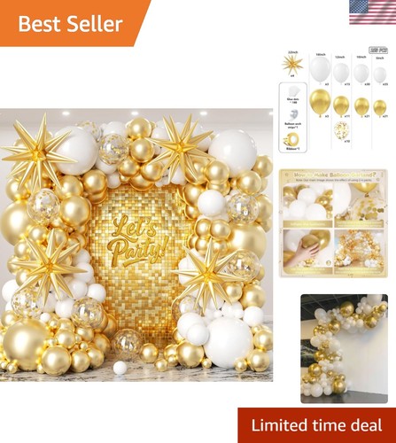 White and gold balloon arch - gold,