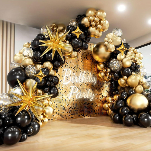 Black and gold balloon - black,