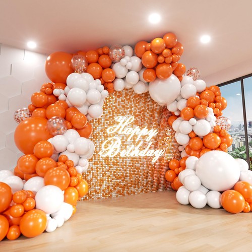 Orange and white balloon arch - orange,