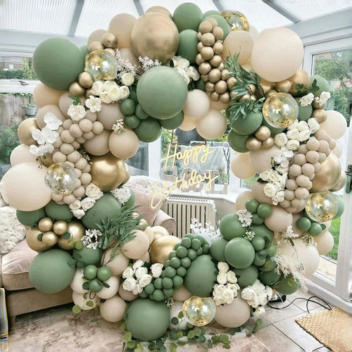 Sage green white sand balloon - white,
