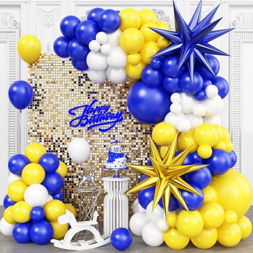 Blue yellow balloon arch kit - yellow,
