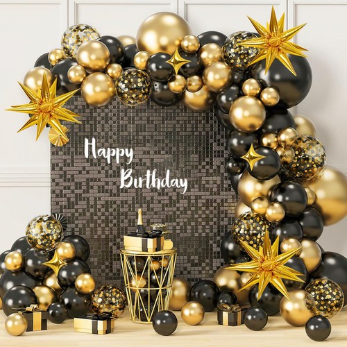 Black and gold balloon - black,