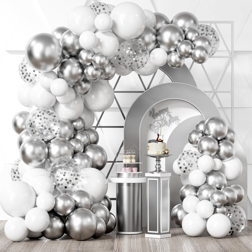 White silver balloon - silver, garland