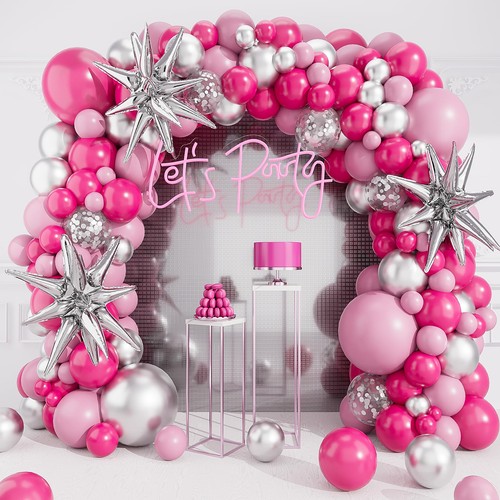 127pcs hot pink silver - 127pcs,