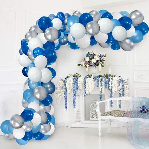 Blue gold balloon arch - blue,