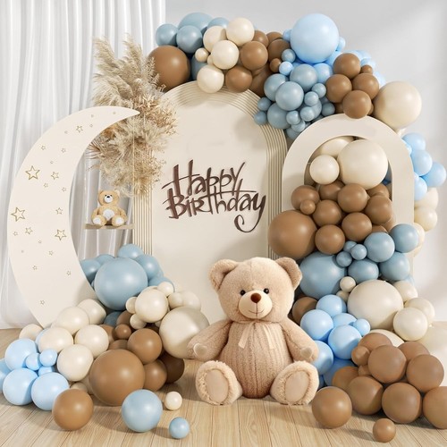 Brown blue balloon arch - brown,