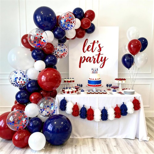 Red white blue balloon arch - red,