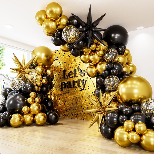 Black and gold balloon - black,