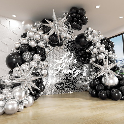 Black and silver balloon - black,