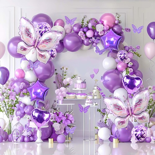 Purple butterfly balloon arch - butterfly,