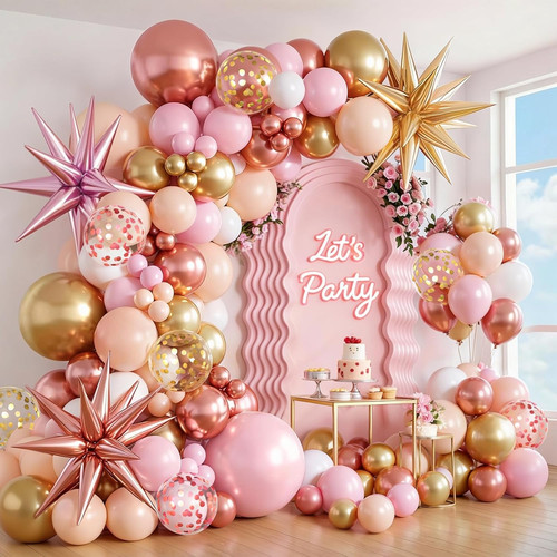 Rose gold balloons arch - gold,