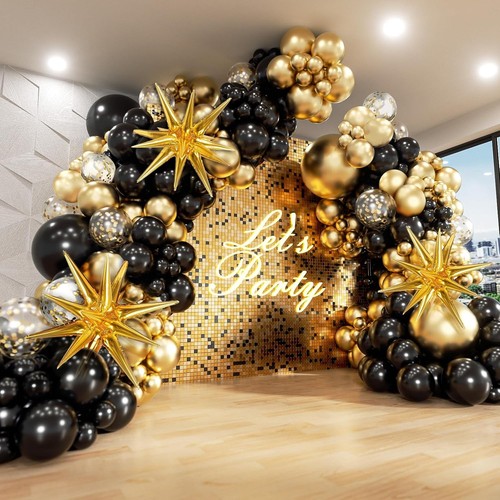 Black gold balloon arch - gold,