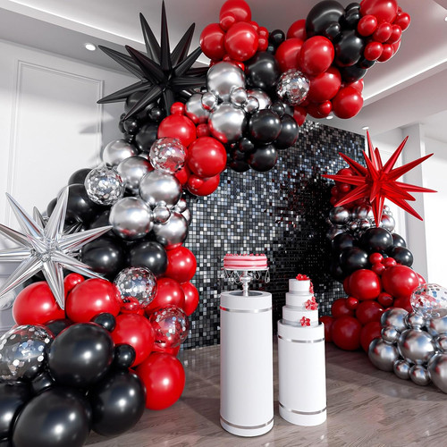 Red black silver - red,, &