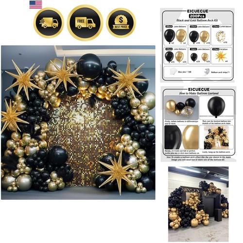 Black and gold balloons - black,