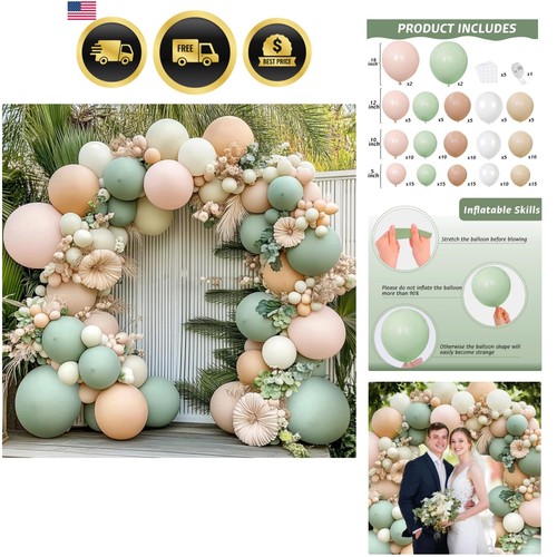Dusty green pink balloons arch - pink,