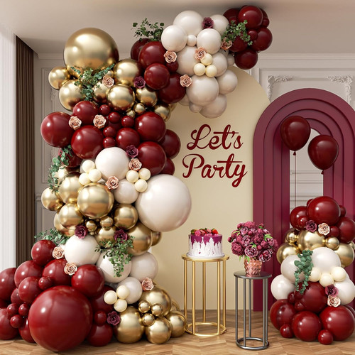 Burgundy balloon garland arch - burgundy,