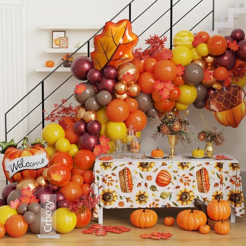 Burgundy fall balloon arch - balloon,