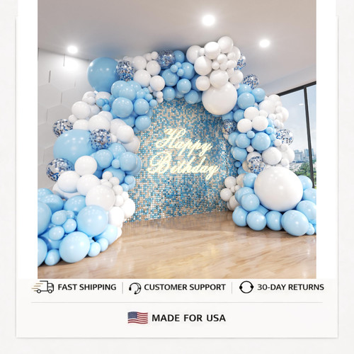 Pastel blue white balloon - &,