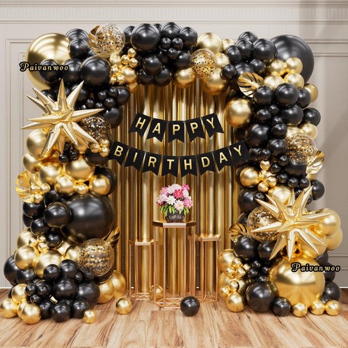 141pcs black and gold balloon - 141pcs,