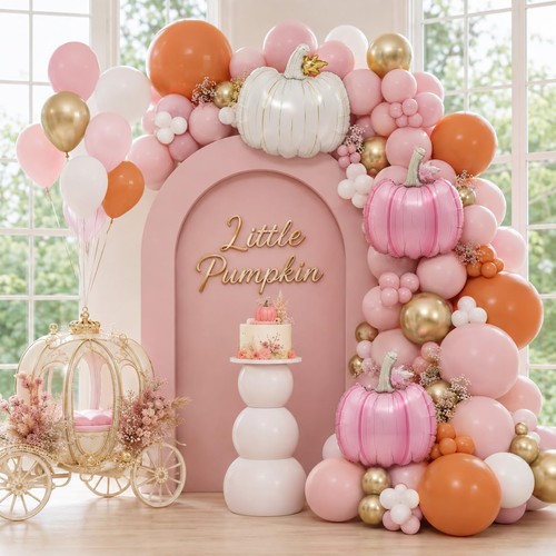 Pink pumpkin balloon arch kit - arch,