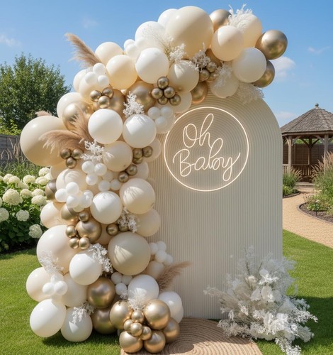 Sand white gold balloon - gold, arch