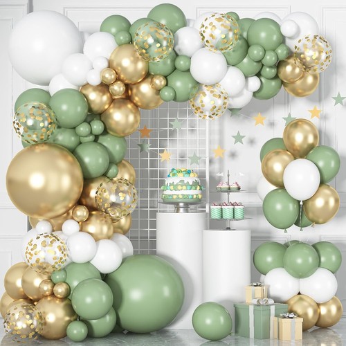 Sage green and - green, gold