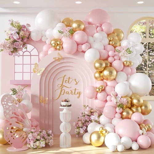 136pcs pink and white gold - pink,