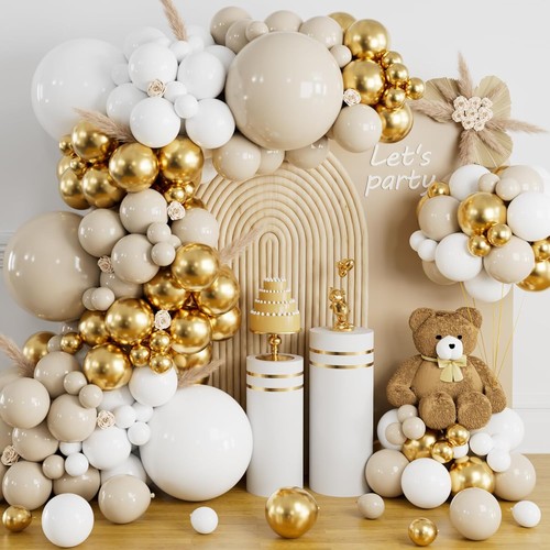 White gold balloons - balloons, arch